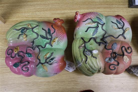 A pair of large Chinese enamelled porcelain four-fruit boxes and covers, 19th century,